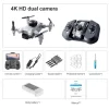 Mini Dron V30 WiFi FPV con cámara Dual 4K HD, Drones para evitar obstáculos, cuadricóptero RC plegable, regalo para adultos y niños, negro y gris - Grey-Dual4K-1B